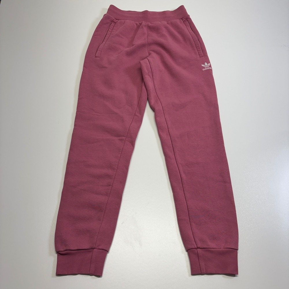 Adidas Originals Women's XS Pink Trefoil Fleece Jogger Sweatpants Zip Pockets